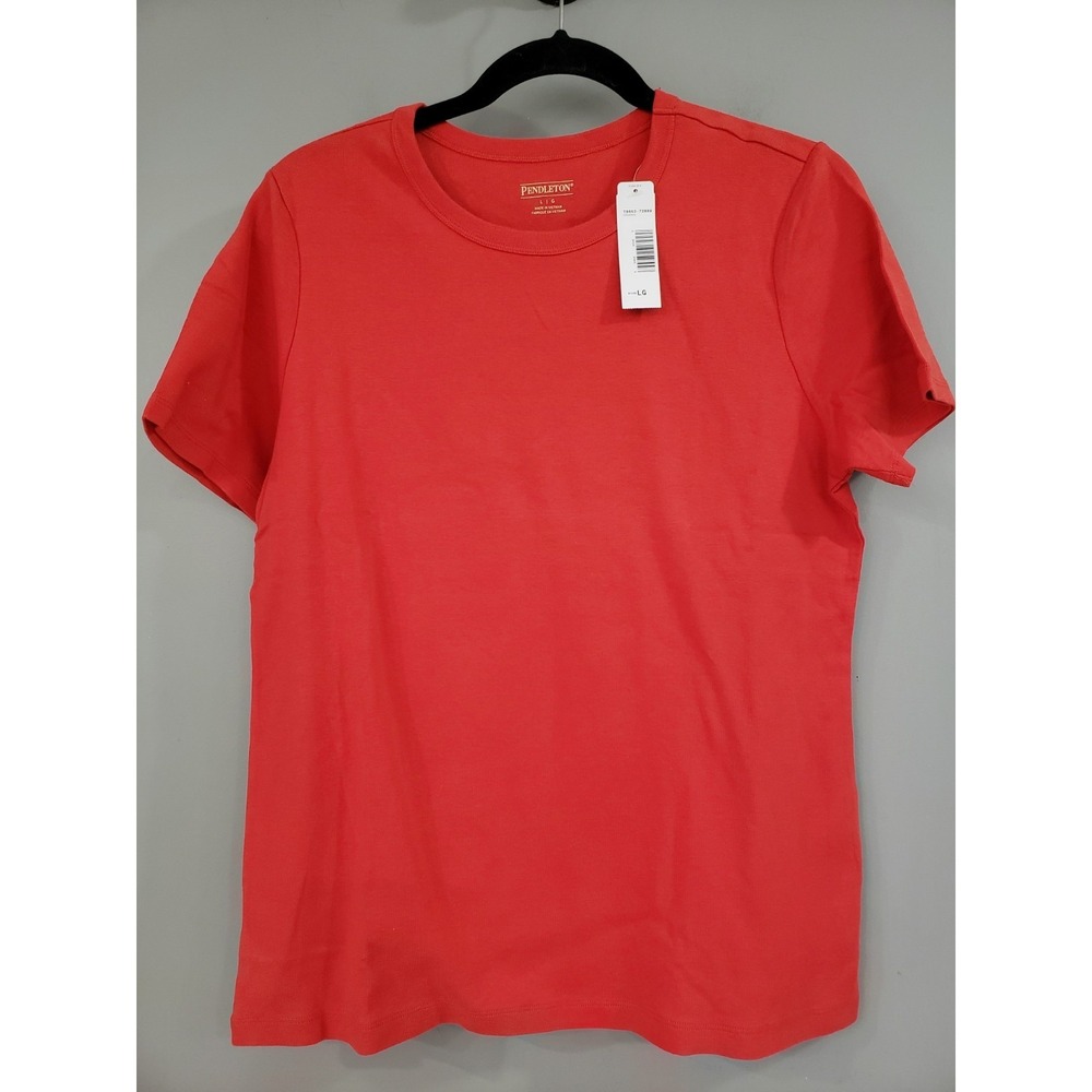 NEW‎ Pendleton Women's 100% COTTON Red Short Sleeve Tshirt Classic Basic Solid